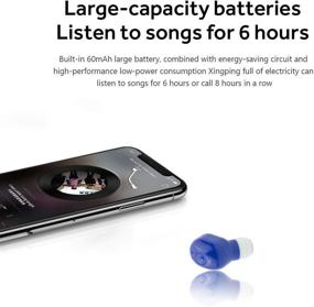 img 2 attached to 🎧 Mini Bluetooth Earphone Handsfree with Microphone - Noise Cancelling Wireless Earbud for iPhone, Samsung, HTC, Sony and More Android Phones (1 x Blue)