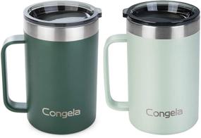 img 4 attached to Congela 18oz Stainless Steel Insulated Coffee Mugs with Handle - Double Wall Stainless Coffee Tumblers (Forest+Desert Sage, 2Pack)