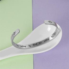 img 1 attached to 🌟 PARTNER Inspirational Gifts: Engraved Stainless Steel Bracelet Cuff for Women - Motivational Friendship Bracelet for Sisters, Girls with Positive Saying – Silver Bangle