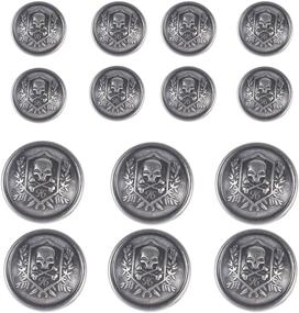 img 4 attached to 🎩 Vintage Silver Skull Blazer Button Set - 14 Pieces - for Blazers, Suits, Sport Coats, Uniforms, Jackets