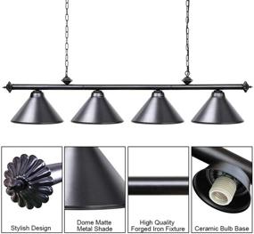 img 1 attached to 🏭 Wellmet 4 Light Kitchen Island Pendant Light: Vintage Industrial Retro Ceiling Light with Matte Black Shade - Modern Industrial Chandelier & 70 inch Pool Table Light