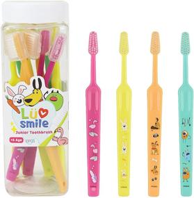 img 4 attached to 🦷 Bulk Pack of 10 SHE'SDECO Luv Smile Junior Toothbrushes - BPA Free, Cute Characters on Handle, Includes Plastic Container, Dupont Bristles