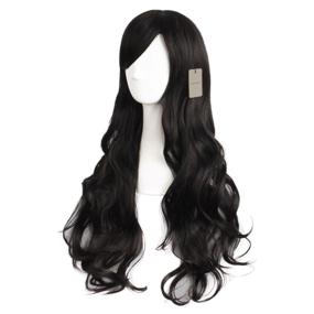 img 2 attached to 🏻 Enhance Your Look with MapofBeauty 28 Inch/70 cm Charming Women's Long Curly Full Hair Wig (Black)