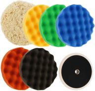 🔧 tcp global ultimate 6 pad buffing and polishing kit: premium 6-8" pads including wool and waffle foam; complete with 5/8" threaded polisher grip backing plate logo