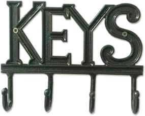 img 2 attached to 🔑 Wall Mounted Western Key Holder, Decorative Cast Aluminum Key Rack with 4 Key Hooks - Antique Peacock Green, 6x8