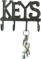 🔑 wall mounted western key holder, decorative cast aluminum key rack with 4 key hooks - antique peacock green, 6x8 логотип