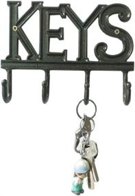 img 3 attached to 🔑 Wall Mounted Western Key Holder, Decorative Cast Aluminum Key Rack with 4 Key Hooks - Antique Peacock Green, 6x8