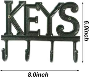 img 1 attached to 🔑 Wall Mounted Western Key Holder, Decorative Cast Aluminum Key Rack with 4 Key Hooks - Antique Peacock Green, 6x8