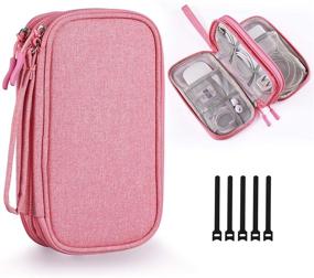 img 4 attached to Stay Organized on-the-Go: Pink Travel Cord Organizer by Bevegekos