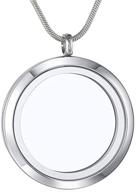 🎁 jojo & lin magnetic floating locket charm - polished silver, 30mm medium size, with snake chain - perfect christmas gift logo