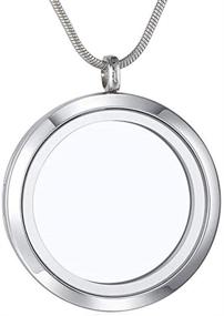 img 4 attached to 🎁 JOJO & LIN Magnetic Floating Locket Charm - Polished Silver, 30mm Medium Size, with Snake Chain - Perfect Christmas Gift