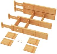 bamboo drawer dividers with 8 inserts - expandable kitchen organization for home, 🗄️ office, dressers, and bathroom - includes 4 dividers with 8 inserts and 4 small cylinders logo