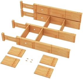 img 4 attached to Bamboo Drawer Dividers with 8 Inserts - Expandable Kitchen Organization for Home, 🗄️ Office, Dressers, and Bathroom - Includes 4 Dividers with 8 Inserts and 4 Small Cylinders