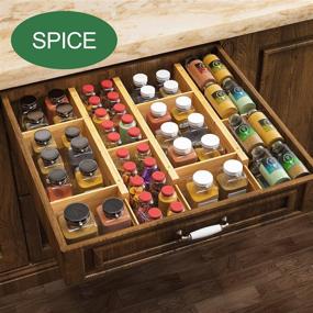 img 2 attached to Bamboo Drawer Dividers with 8 Inserts - Expandable Kitchen Organization for Home, 🗄️ Office, Dressers, and Bathroom - Includes 4 Dividers with 8 Inserts and 4 Small Cylinders