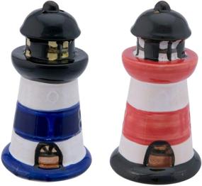 img 1 attached to Beachcombers 03195 Lighthouse Salt & Pepper Shaker Set: Vibrant Multicolor, 4 inches - Perfect for Beach-goers!