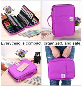 img 1 attached to BTSKY Portable Colored Pencil Case - Colored Pencil Organizer Holds 166 Pencils Or 112 Gel Pens Large Capacity Zippered Pencil Holder Gel Pens (Purple)