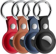 🔑 apple airtag leather case - keychain holder with anti-lost keyring, 4 pack protective cover for dogs, keys, backpacks - multi-color airtag accessories logo