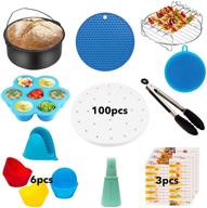 🍽️ 15pcs air fryer accessories for instant vortex, cosori, gowise, gourmia, ninja, dash air fryer - fits 4.0-6qt, includes cake pan, silicone baking cups, skewer rack, parchment paper logo