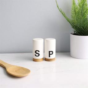 img 3 attached to 🧂 Home Basics SP37213 Salt & Pepper Shakers Set - White/Bamboo/Black