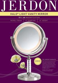 img 1 attached to 💡 Jerdon Halo Lighted Vanity Mirror HL856MNC - 8-Inch, 6x Magnification, Nickel Finish