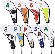 🏌️ anniu hello nrc golf iron head covers - 9pcs/set, thick synthetic leather, zipper closure - fits titleist, callaway, ping, taylormade, cobra & more logo