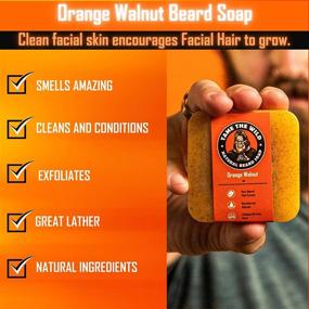 img 1 attached to Unleash Your Beard's Potential with Tame the Wild's Premium Beard Grooming Kit - Natural 🧔 Care Kit for Men with Orange Walnut Beard Soap, Boar's Hair Brush, Sandalwood Comb, Balm, and Oil