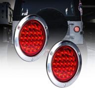 🚦 high-quality 4" round led trailer tail lights: dot certified, stainless steel chrome bezel, connector plug included - perfect for jeep trucks and rvs logo
