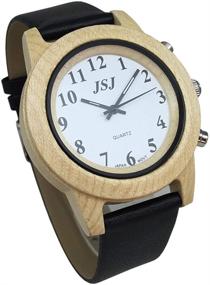 img 3 attached to 🕰️ English Talking Wooden Watch: Alarm Leather Strap, Talking Date and Time - A Must-Have Timepiece!