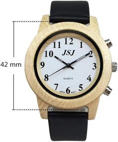 img 2 attached to 🕰️ English Talking Wooden Watch: Alarm Leather Strap, Talking Date and Time - A Must-Have Timepiece!