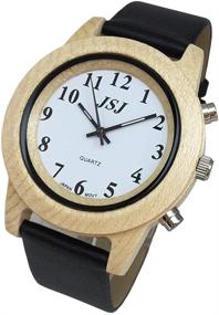 img 4 attached to 🕰️ English Talking Wooden Watch: Alarm Leather Strap, Talking Date and Time - A Must-Have Timepiece!