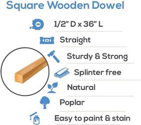 img 1 attached to 🔲 Woodpeckers Square Wood Dowel Rods - 36" x 1/2" Pack of 10 Birch Hardwood Dowel Sticks for Crafts and DIY