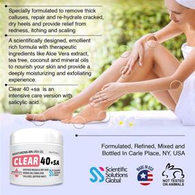 img 1 attached to 👣 CLEAR 40 +SA мочевиновый гель - 40% мочевины + 2% салициловой кислоты, 4 унции с чайным деревом и кокосовым маслом, алоэ вера - средство от мозолей и мозолей, смягчает треснувшие пятки, стопы, локти, руки, ногти, обеспечивает улучшенное увлажнение по сравнению с мочевиновыми кремами.