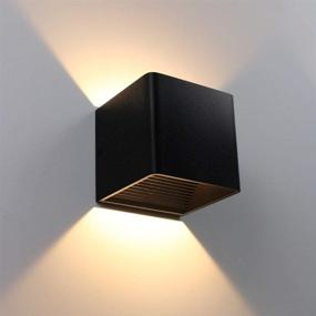 img 2 attached to 🔲 Modern Black Matte 10W LED COB Up and Down Wall Light - Aipsun Square Indoor Lighting Fixture for Bedroom, Living Room, Staircase