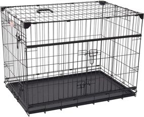 img 4 attached to 🐶 36" Lucky Dog M/L Slyder Whisper Glide Sliding Door Dog Crate with 2nd Side Door Access, Patented Corner Stabilizers, Removable Tray, Rubber Feet, and Carrying Handle