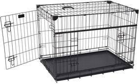 img 3 attached to 🐶 36" Lucky Dog M/L Slyder Whisper Glide Sliding Door Dog Crate with 2nd Side Door Access, Patented Corner Stabilizers, Removable Tray, Rubber Feet, and Carrying Handle