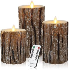 img 4 attached to 🕯️ Vinkor Flameless Candles: Birch Effect LED Flickering Decorative Pillar with Remote Control and Timer - Real Wax Candle