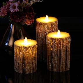 img 3 attached to 🕯️ Vinkor Flameless Candles: Birch Effect LED Flickering Decorative Pillar with Remote Control and Timer - Real Wax Candle