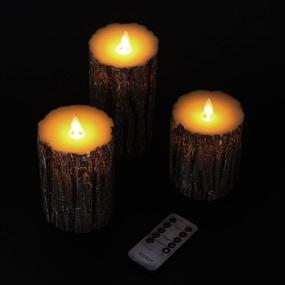 img 2 attached to 🕯️ Vinkor Flameless Candles: Birch Effect LED Flickering Decorative Pillar with Remote Control and Timer - Real Wax Candle