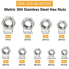 img 3 attached to SVAAR 340Pcs Metric Hex Nuts Stainless Steel Assortment Kit for Screw Bolt - M2-M12 304 18-8 Hex Nut Collection