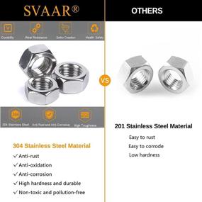 img 1 attached to SVAAR 340Pcs Metric Hex Nuts Stainless Steel Assortment Kit for Screw Bolt - M2-M12 304 18-8 Hex Nut Collection