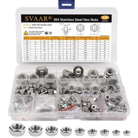 img 4 attached to SVAAR 340Pcs Metric Hex Nuts Stainless Steel Assortment Kit for Screw Bolt - M2-M12 304 18-8 Hex Nut Collection