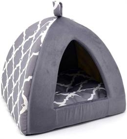 img 4 attached to 🐾 Top-Rated Pet Tent-Soft Bed for Dogs and Cats: Gray Lattice, 16" x 16" x H:14" by Best Pet Supplies