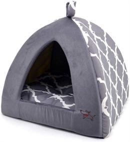 img 3 attached to 🐾 Top-Rated Pet Tent-Soft Bed for Dogs and Cats: Gray Lattice, 16" x 16" x H:14" by Best Pet Supplies