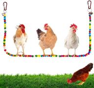 🐔 enhance your large bird's training and playtime with gabraden large chicken swing: natural wooden colored beads rope chicken toy for parrot, hens, macaw logo
