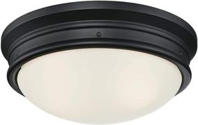 img 2 attached to Westinghouse Lighting Matte Black Indoor Flush-Mount Ceiling Fixture - Meadowbrook Two-Light, Enhanced with Frosted Glass