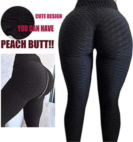 img 3 attached to 🩳 High Waist Hip Butt Lift Yoga Pants Bubble Leggings for Women - Control Tummy, Workout Anti Cellulite Stretch Tight