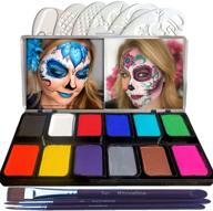 🎨 kryvaline professional water activated face paint set: perfect for adult and kids' parties with large body art brushes and durable stencils logo