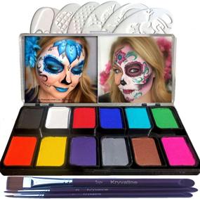 img 4 attached to 🎨 Kryvaline Professional Water Activated Face Paint Set: Perfect for Adult and Kids' Parties with Large Body Art Brushes and Durable Stencils