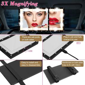 img 2 attached to 💄 Car Vanity Mirror with LED Lights: Enhance Makeup Application & Sun-Shading - Rechargeable Black 2