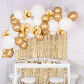 img 2 attached to 🎈 White Gold Balloon Garland Kit with Tinsel Curtain & Balloons for Wedding, Birthday Party by JOYYPOP